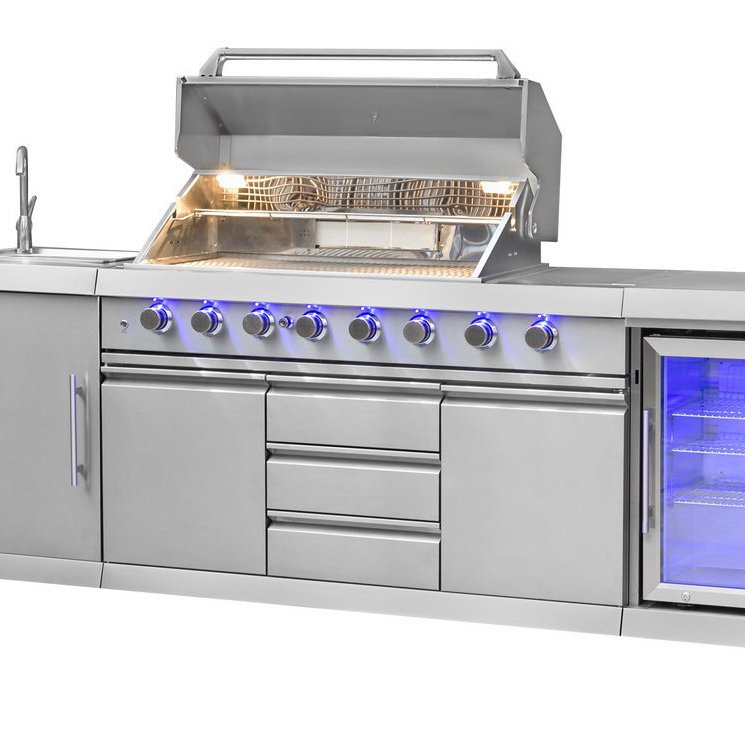 Factory Kitchen Cabinets stainless steel material anti-water anti-rust BBQ cabinet outdoor kitchen cabinet custom