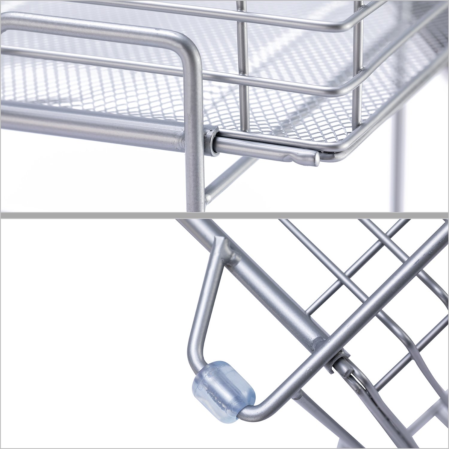 New Design 2-Tier Silver Metal Wire Mesh Sliding Basket Pull out Kitchen Cabinet Organizer Drawer Spice Rack