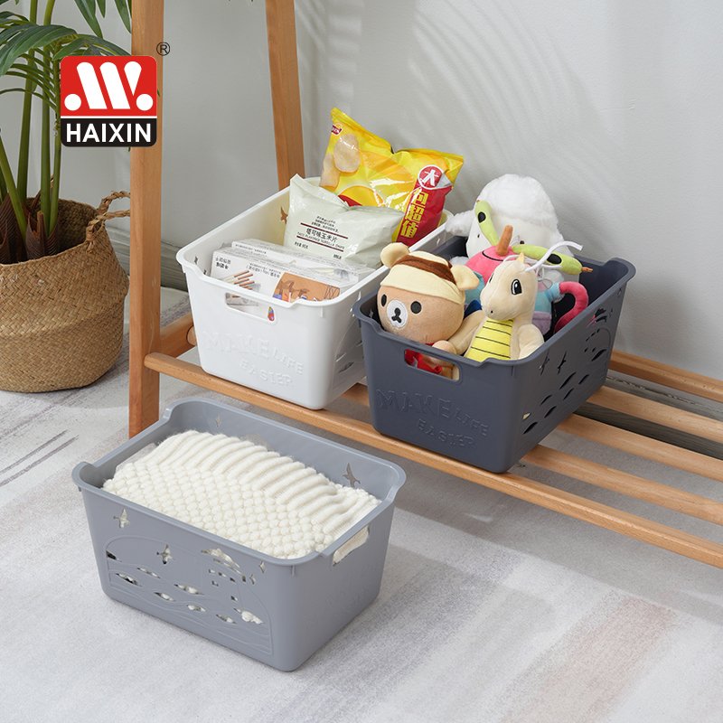 Cosmetic toys snacks clothes Bedroom Living Room bins boxes Sundries Organizing Case Desktop Plastic Storage Basket with Handle