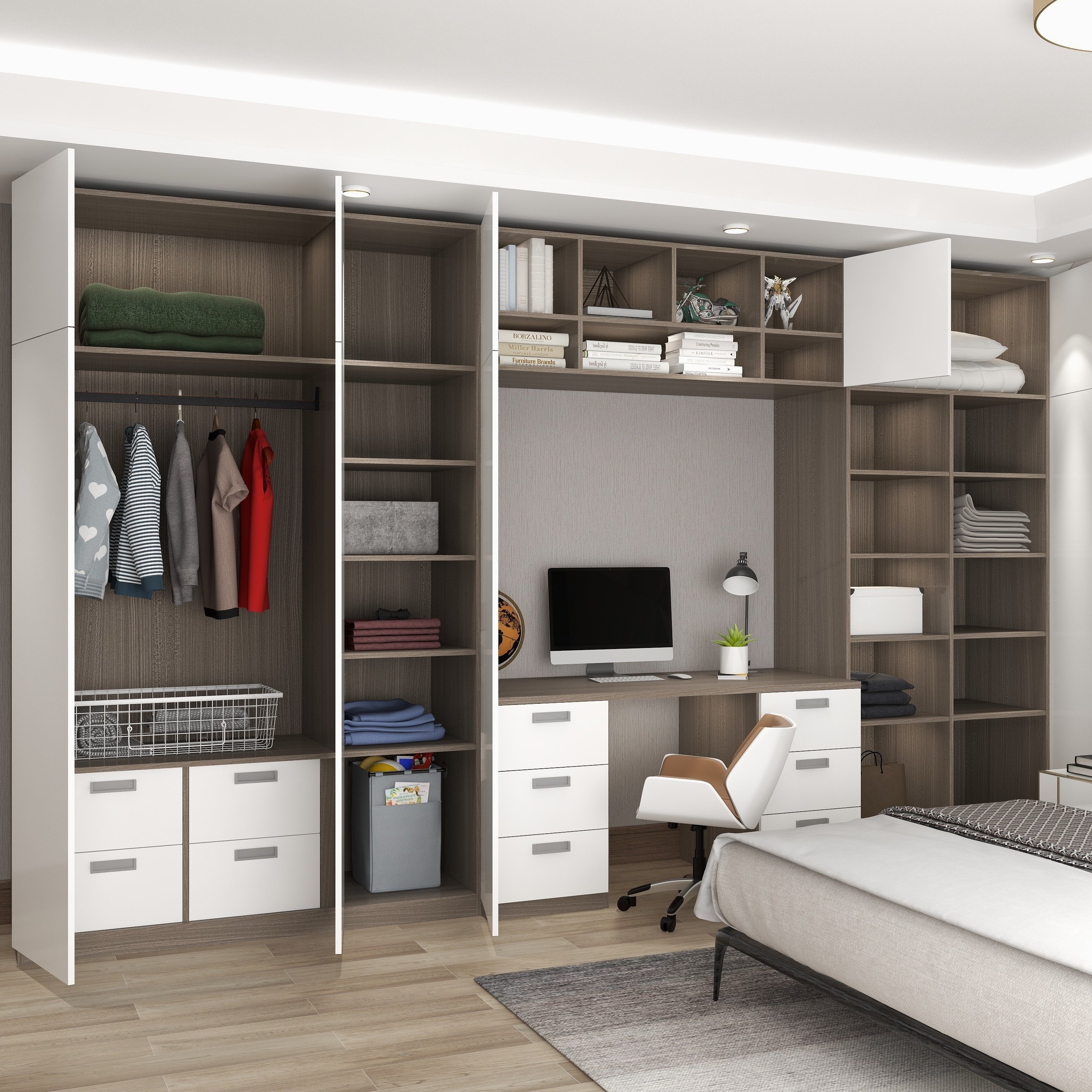 bedroom furniture modern design wardrobe walk in closet factory Outlet Modern Fashion Minimalist Wardrobe with factory price