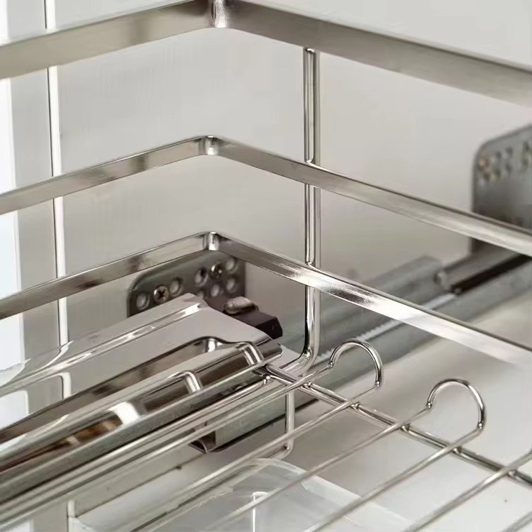 Kitchen Cabinet Accessories Soft Close Pull Out Drawer Wire Basket Drawer Dish Rack 2 TIER Storage Baskets