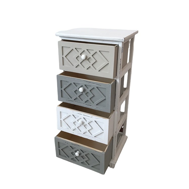 Vintage Wooden Corner Chest of Drawers Kids' Beds Storage Unit with 4 Drawers Cabinet Organizer Home Storing Storage Baskets