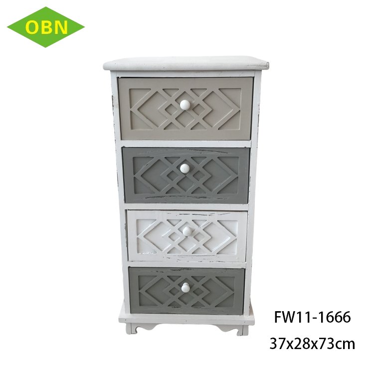 Vintage Wooden Corner Chest of Drawers Kids' Beds Storage Unit with 4 Drawers Cabinet Organizer Home Storing Storage Baskets