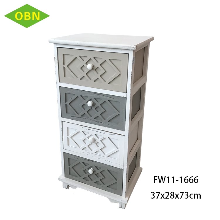 Vintage Wooden Corner Chest of Drawers Kids' Beds Storage Unit with 4 Drawers Cabinet Organizer Home Storing Storage Baskets