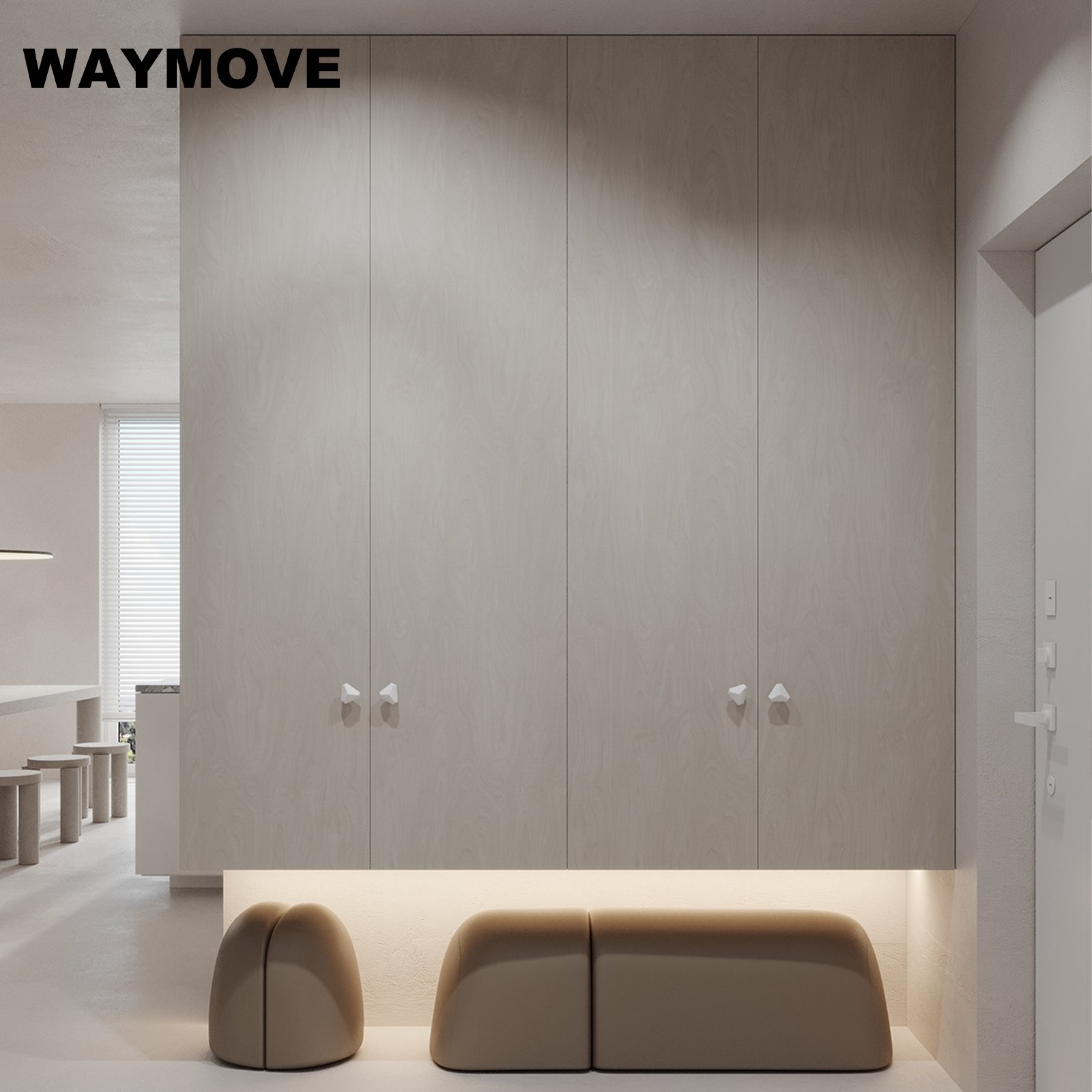 WAYMOVE Modern Kitchen Cabinet Set Design with Drawer Slide Faucet Drawer Basket Accessories Made from Melamine Board