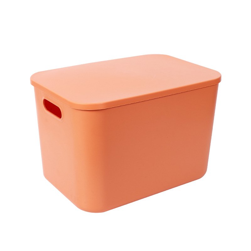 Plastic Storage Bins with Lid Stackable Baskets with Handle Desktop Storage Boxes Cubby Bins Containers for Cabinet Shelf