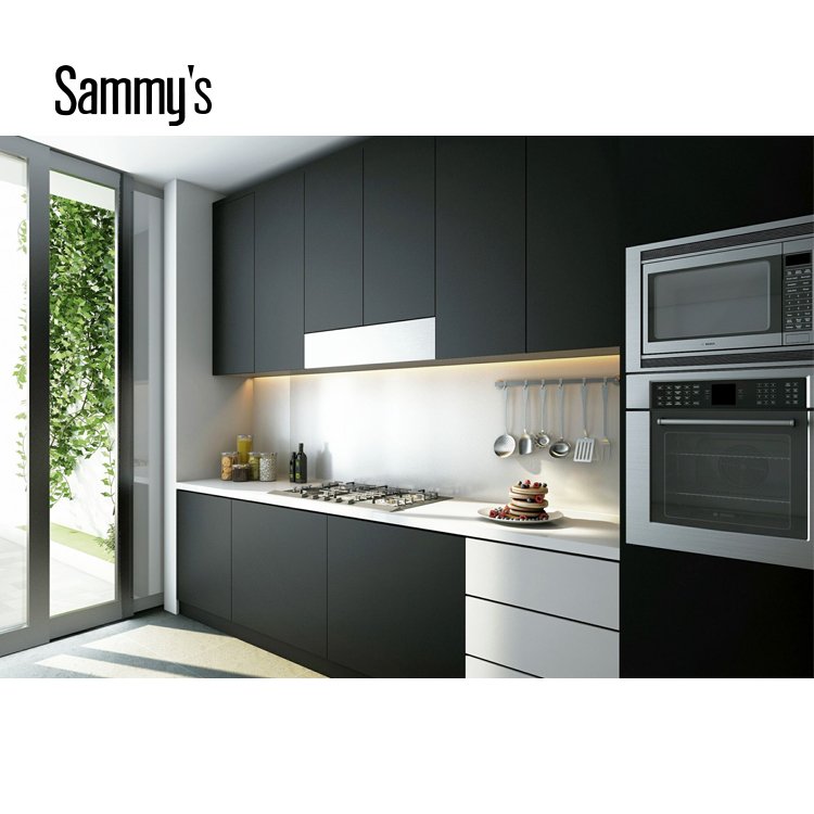 Foshan Factory wooden veneer Modern Modular Kitchen Cabinet