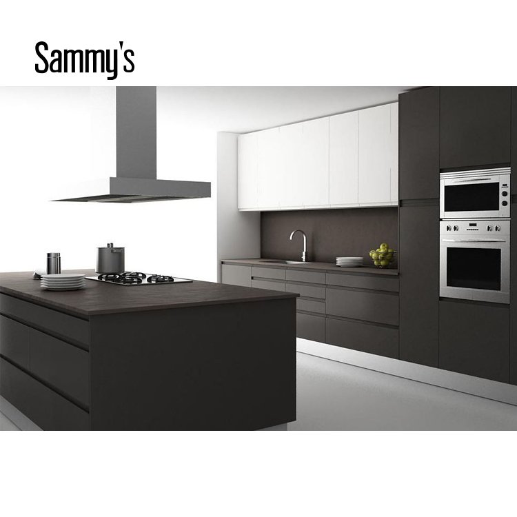 Foshan Factory wooden veneer Modern Modular Kitchen Cabinet