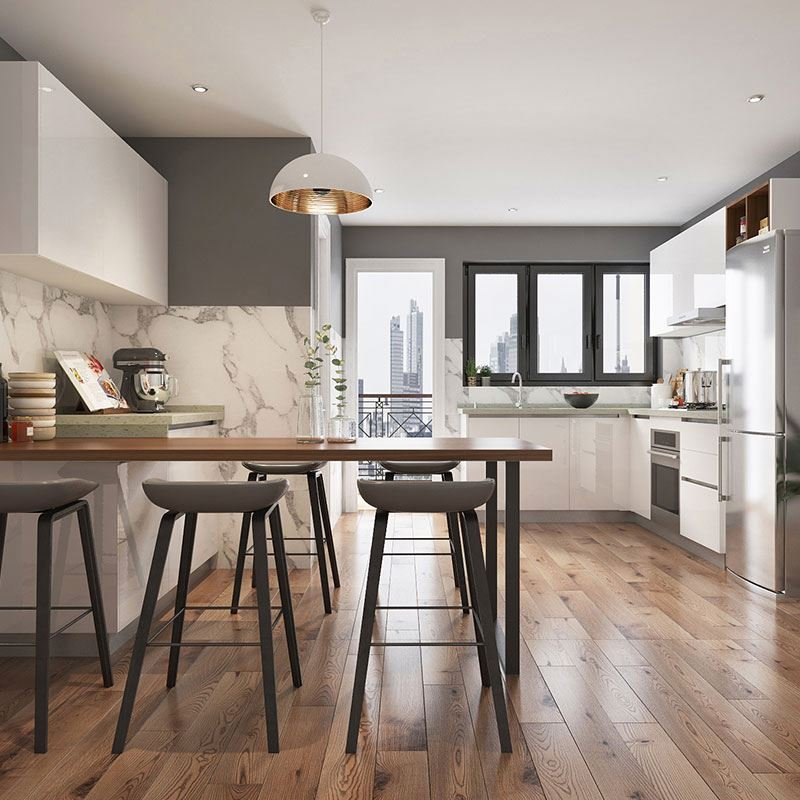 Cabenet With Island Set High Gloss Laminate 3D Solid Cabinets Kitchen Cabinet Designs Luxury Kitchen Cabinet