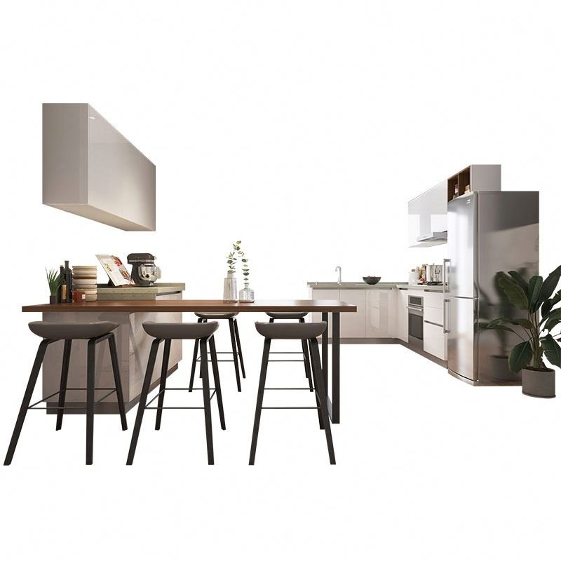 Cabenet With Island Set High Gloss Laminate 3D Solid Cabinets Kitchen Cabinet Designs Luxury Kitchen Cabinet