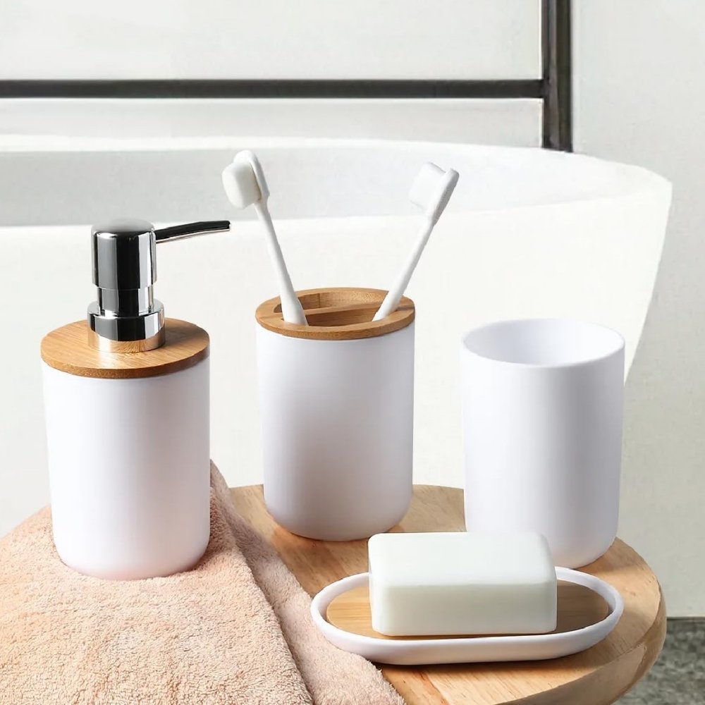 Hand Soap Lotion Dispenser Bathroom Accessory Set Eco-Friendly Mouthwash Cup