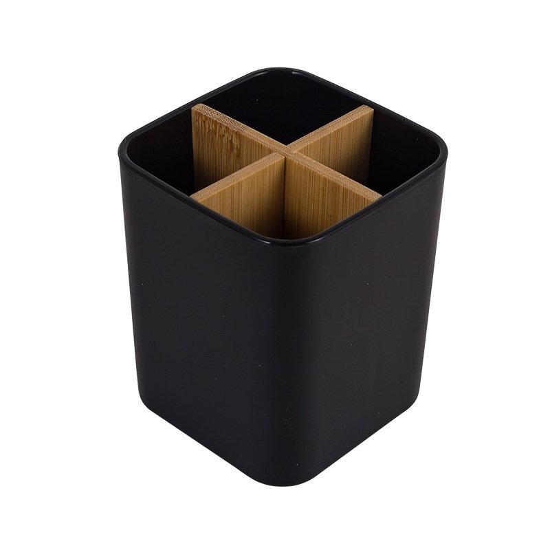 Toothbrush Holders for Bathrooms Toothpaste Organizer with Bamboo Divider for Vanity Countertop