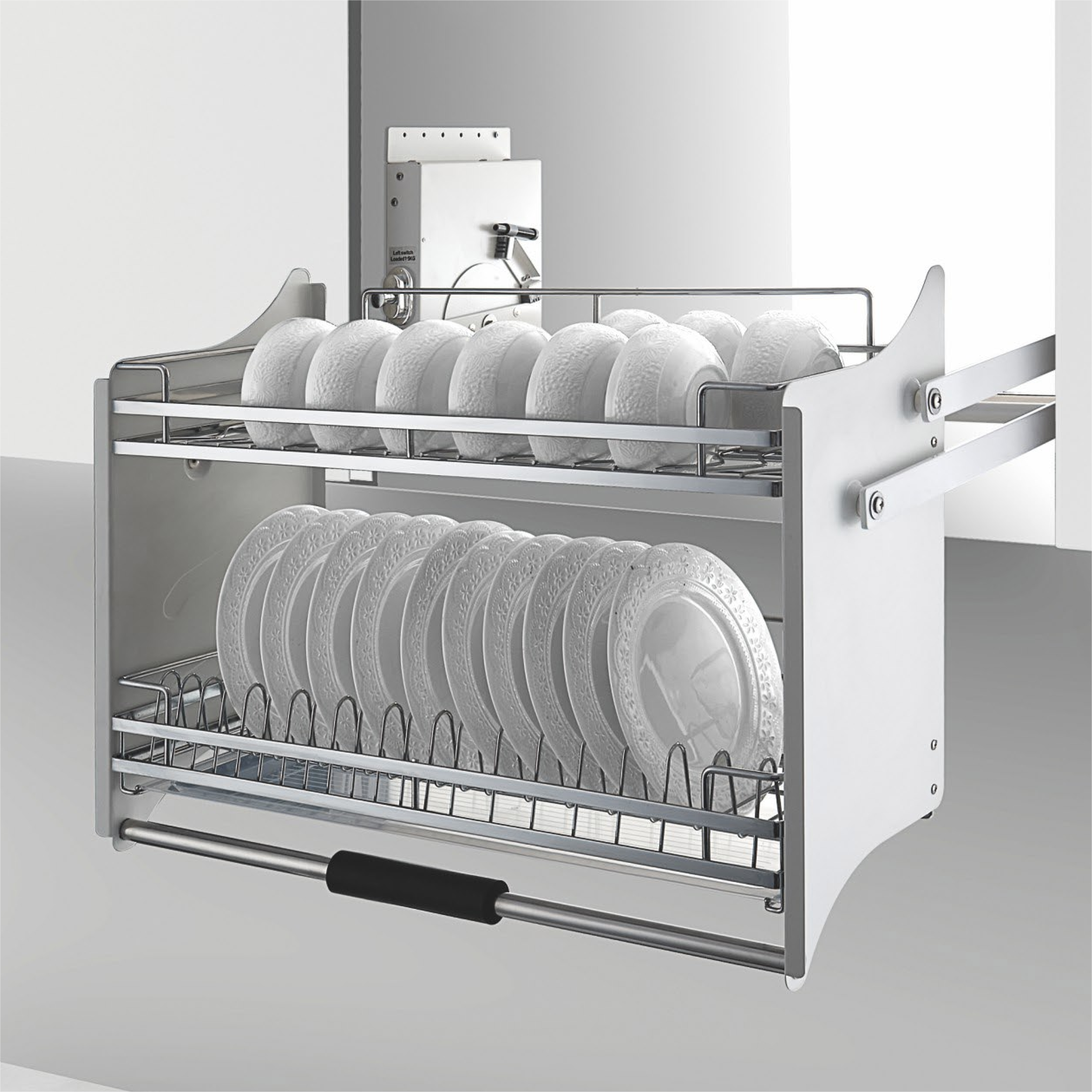 ComSol Customized Kitchen Cabinet Accessories Hardware Pull-out Dish racks Elevator Lifting Stainless Steel Pull Down basket