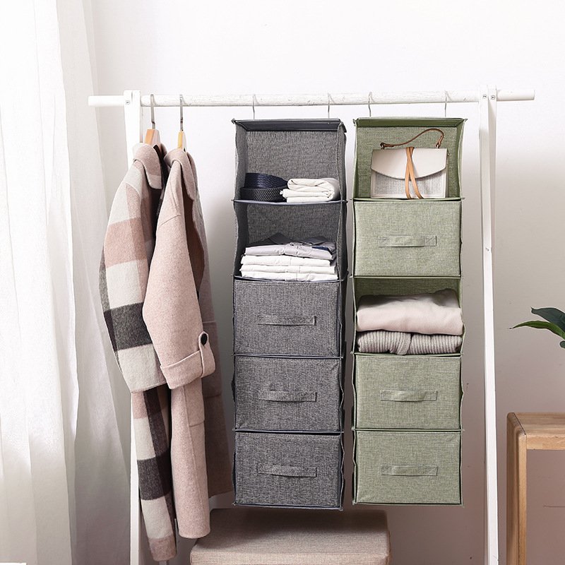 Hot 5-Shelf Hanging Closet Storage Organizer with 3 Drawers Sliding Cabinet Basket for Wardrobe
