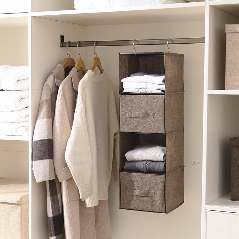 Hot 5-Shelf Hanging Closet Storage Organizer with 3 Drawers Sliding Cabinet Basket for Wardrobe