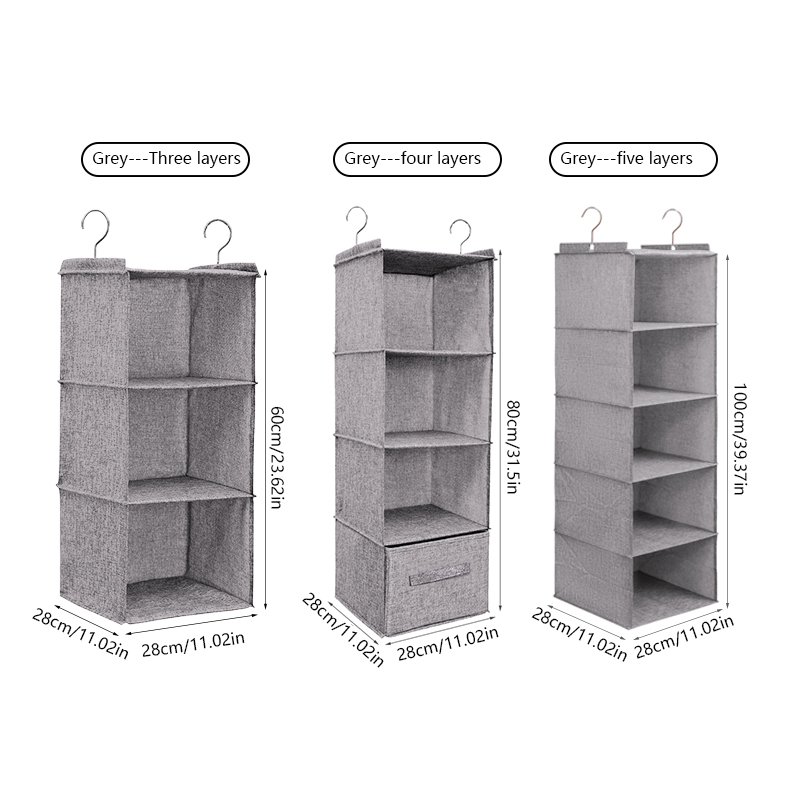 Hot 5-Shelf Hanging Closet Storage Organizer with 3 Drawers Sliding Cabinet Basket for Wardrobe