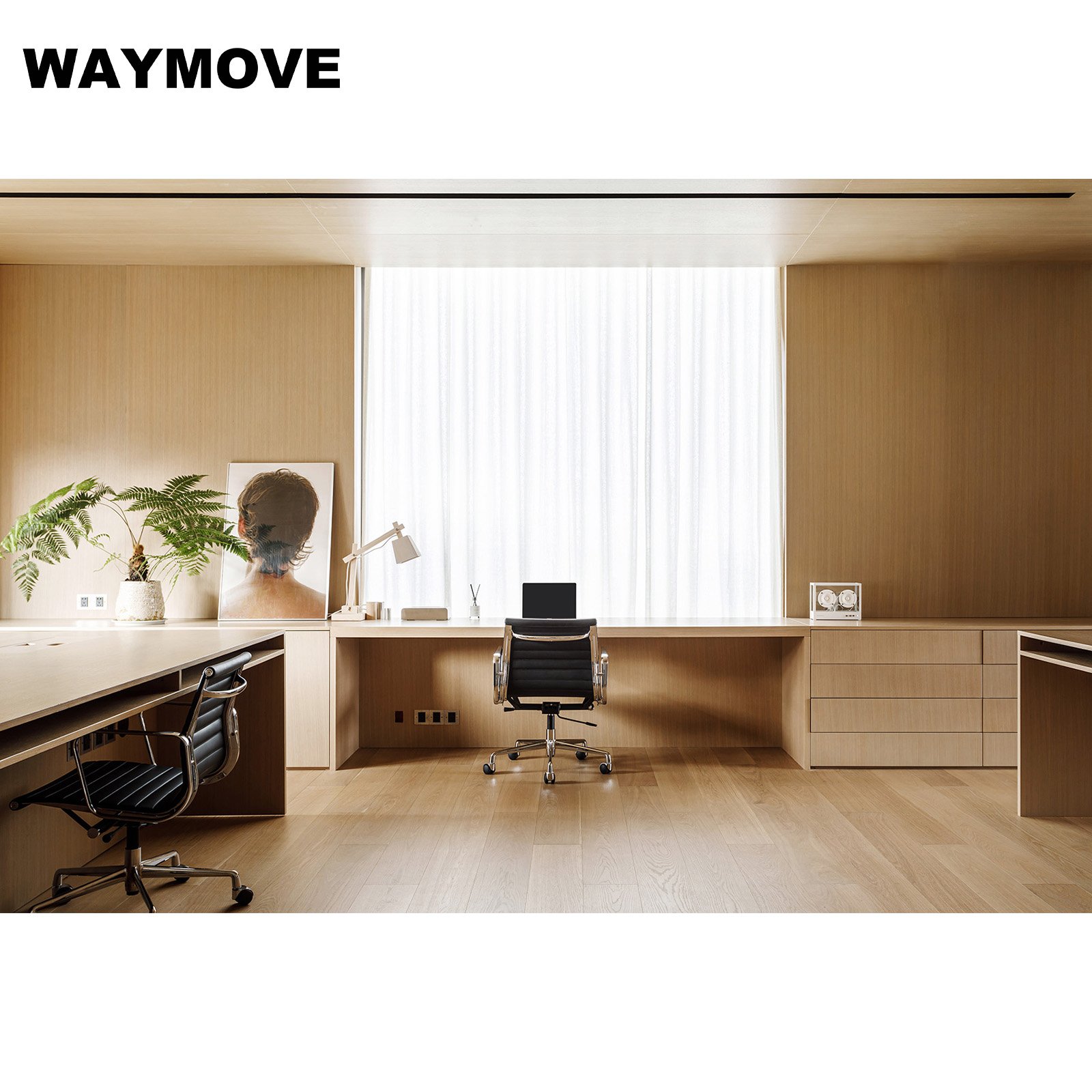 WAYMOVE Luxury High-End Kitchen Cabinet Solid Wood Acrylic Surface Featuring Door Panel Drawer Slide Faucet Apartments