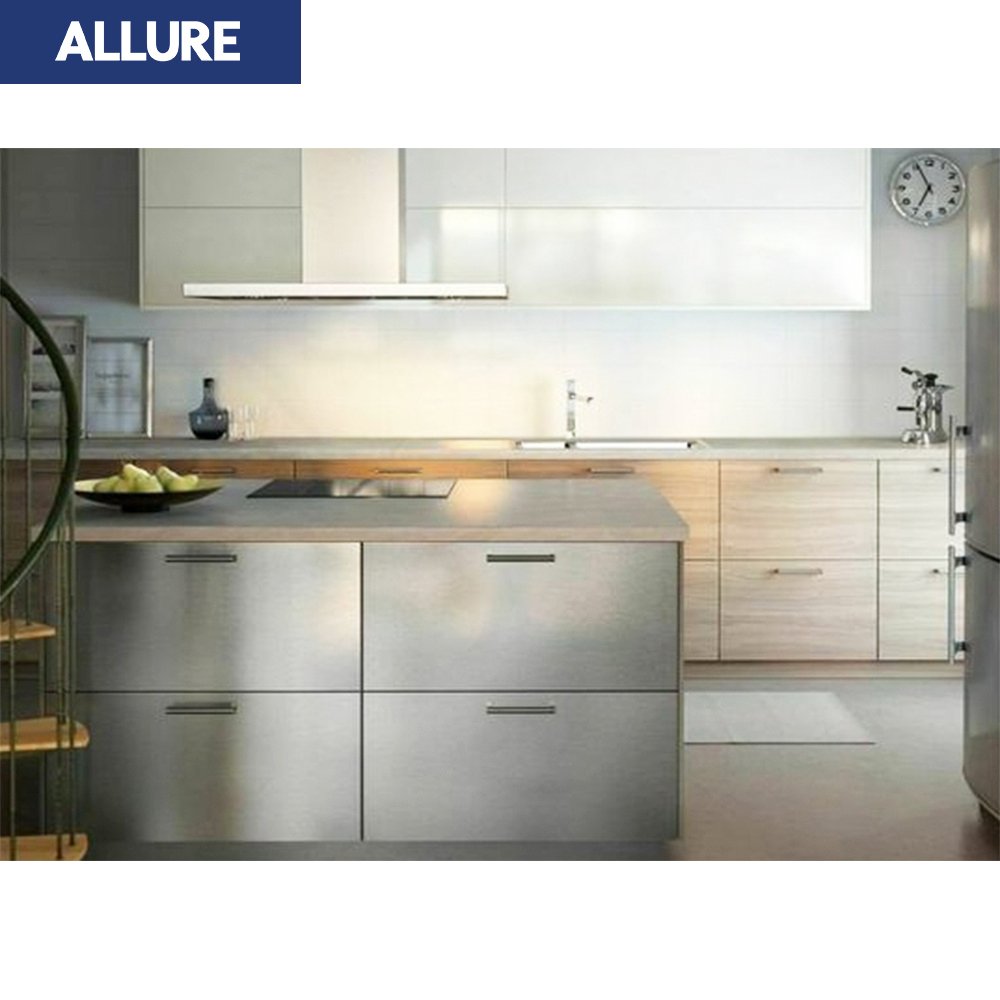 Allure full set complete units industrial single sink design idea modern metal kitchen units cabinet furniture