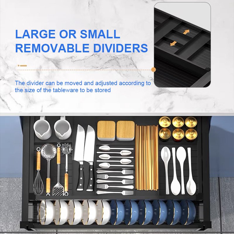 Drawer Type Bowl Dish And Basket Aluminum Pull Out Dish Drawer Basket Multifunctional Kitchen Dish Storage Drawer Basket