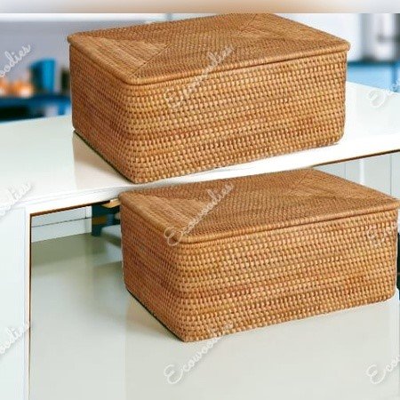 Durable Home Collapsible Bamboo Basket Bedroom Storage Box With Lid Rustic Non Toxic Big Capacity Storage Kid Toys Container