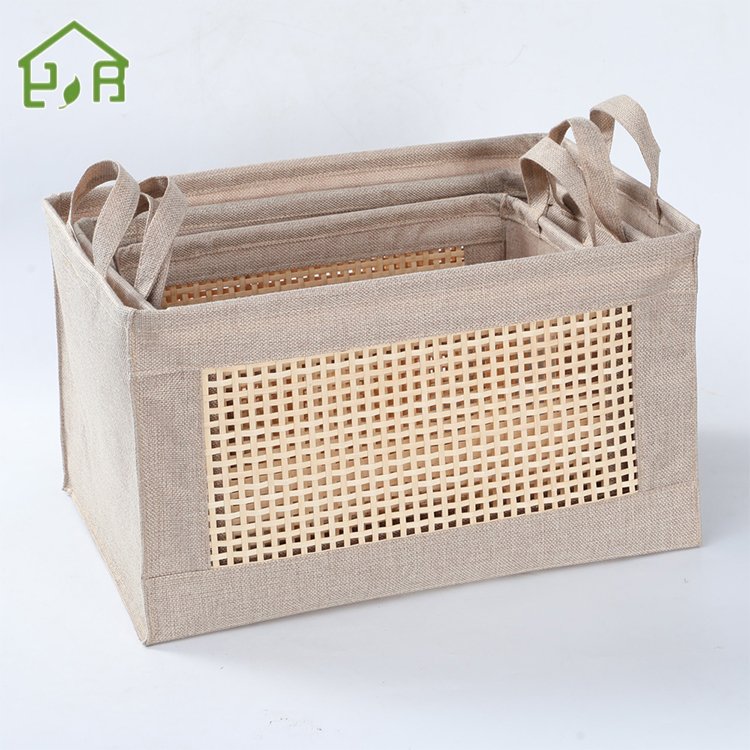 Wholesale felt baby nursery diaper caddy storage bag basket Bamboo Bin Customized Laundry Storage Box set