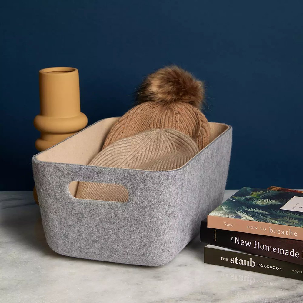 RPET Felt Storage Box Drawer Cube Container Thick Heavy Duty wardrobe Organizer Baskets With Handle