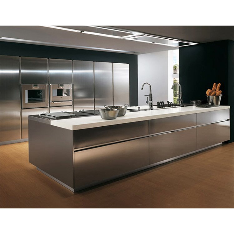 Modern stainless steel kitchen cabinet set design custom commercial restaurant waterproof 304 ss metal kitchen cabinets