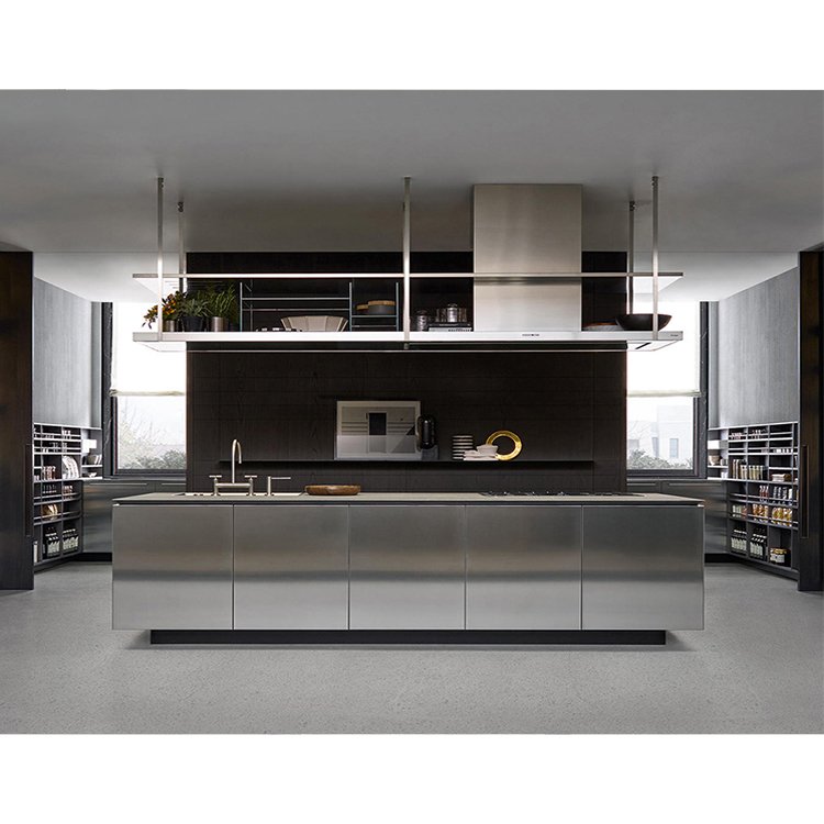 Modern stainless steel kitchen cabinet set design custom commercial restaurant waterproof 304 ss metal kitchen cabinets