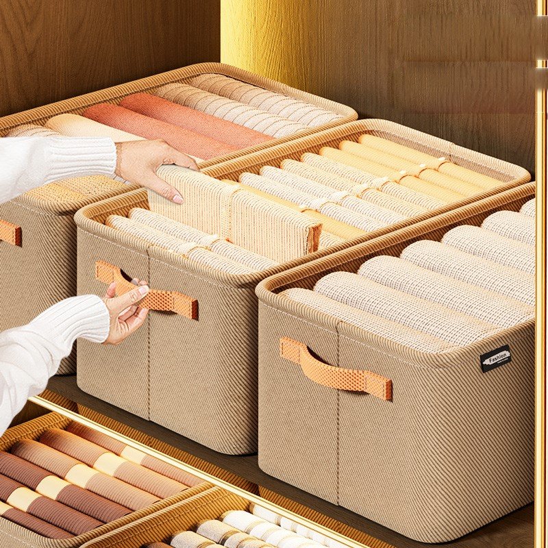 Custom Large Capacity Foldable 20l Cloth Clothes Bins Office New Wardrobe Drawer Organizer Fabric Storage Basket