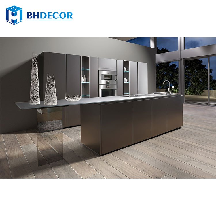 Customized Modern Kitchen Cabinet With Small Sink Magic Corner Basket Hot Plate Granite Countertops Double Doors