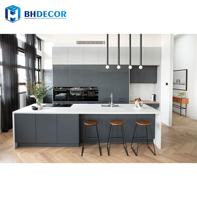 Customized Modern Kitchen Cabinet With Small Sink Magic Corner Basket Hot Plate Granite Countertops Double Doors