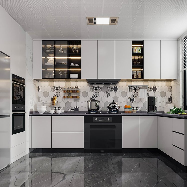 European design luxury villa custom wooden plywood modern kichen cabiner