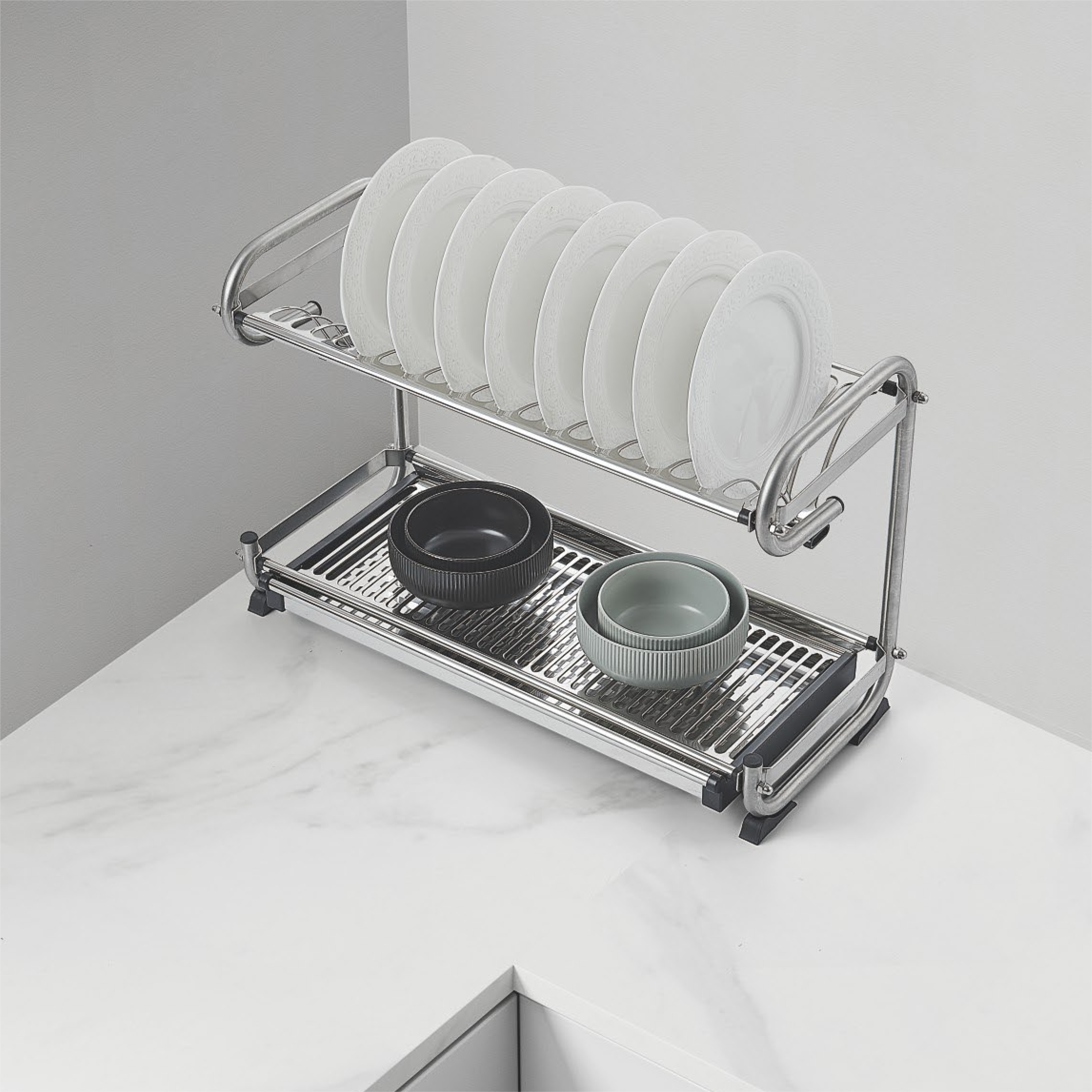 ComSol Modern Cabinet Organizers And Storage Under The Sink Kitchen Double-Layer Storage Shelf Drawer