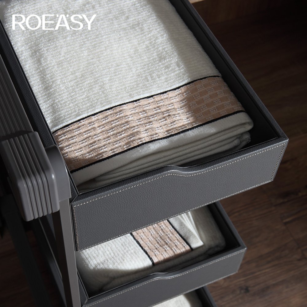 ROEASY wholesale wardrobe pullout basket for clothes pants soft close pull out drawers for clothes closet organizers