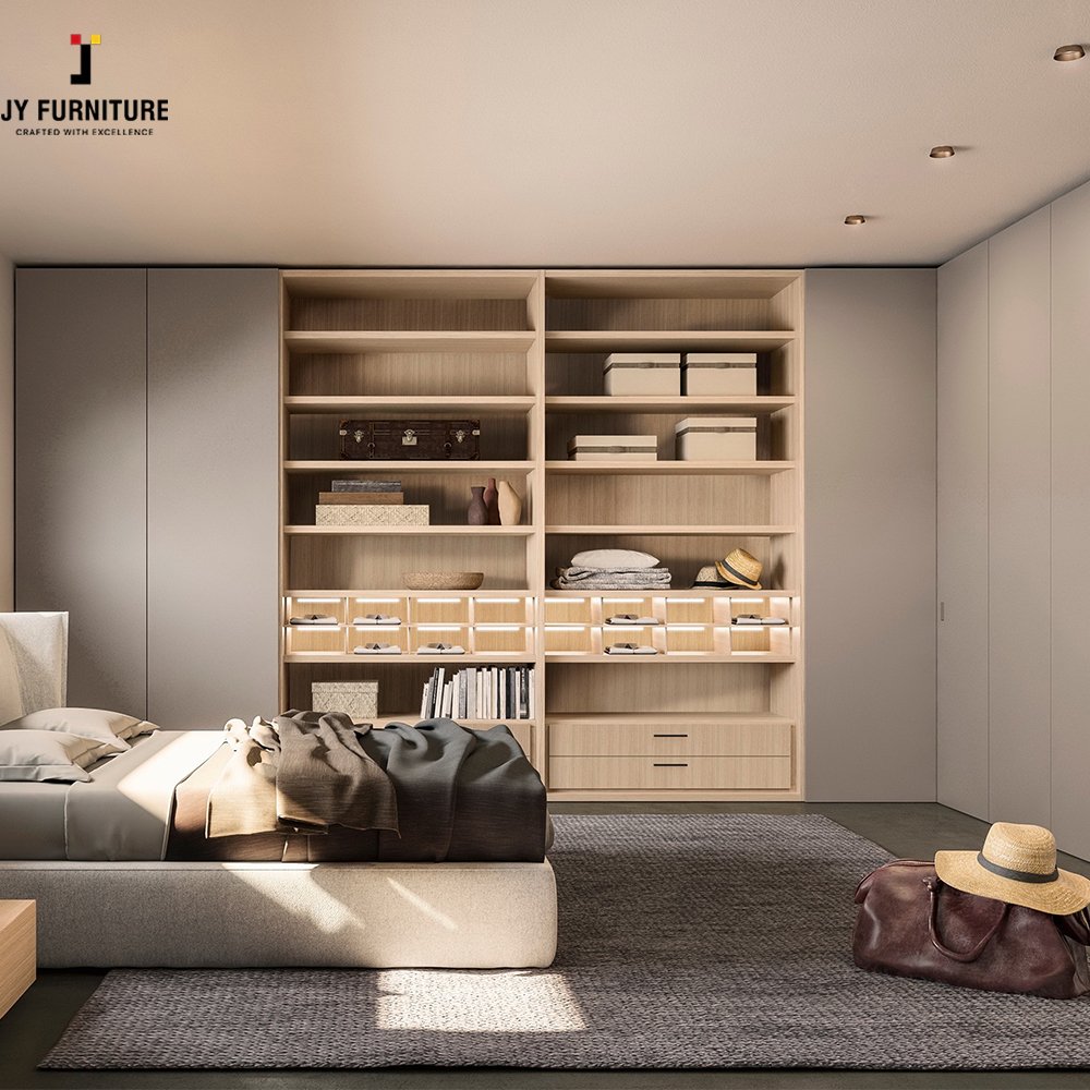 JY Vietnam Factory Direct High Gloss Hardwood Ready-to-Assemble Closet Storage Wardrobe for Bedroom Furniture Best Price!