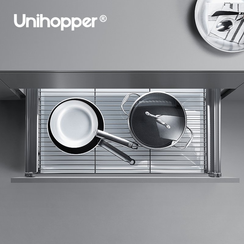 Unihopper NANO Series Multifunctional Three Sides Kitchen Drawer Cabinet Organizer Soft Close Pull Out Wire Basket Drawers