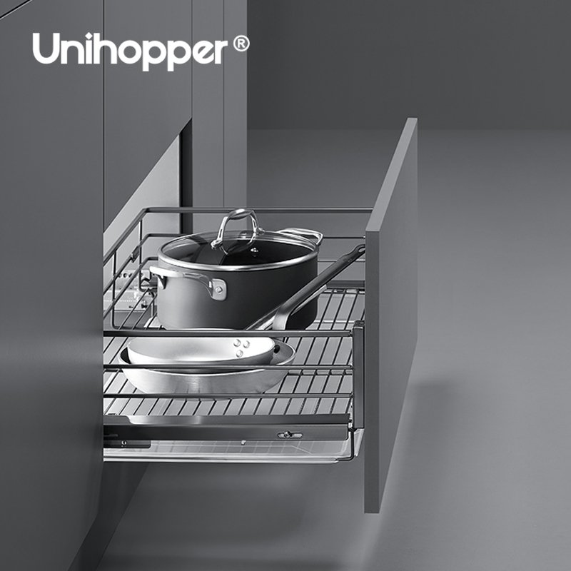 Unihopper NANO Series Multifunctional Three Sides Kitchen Drawer Cabinet Organizer Soft Close Pull Out Wire Basket Drawers