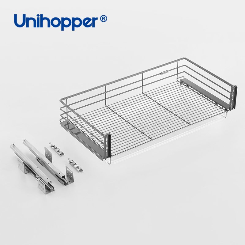 Unihopper NANO Series Multifunctional Three Sides Kitchen Drawer Cabinet Organizer Soft Close Pull Out Wire Basket Drawers