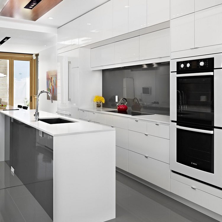Red oak custom made modern kitchen designs unique luxury high gloss kitchen cabinets