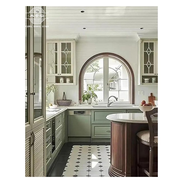 Custom kitchen cabinet green integral solid wood shaker modular cupboard rta whole house customization furniture manufacturer
