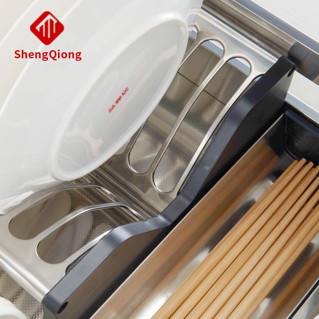 SHENGQIONG Kitchen Accessories Storage Kitchen Pull out Basket Drawer Sliding Basket Cabinet Steel Plate Basket