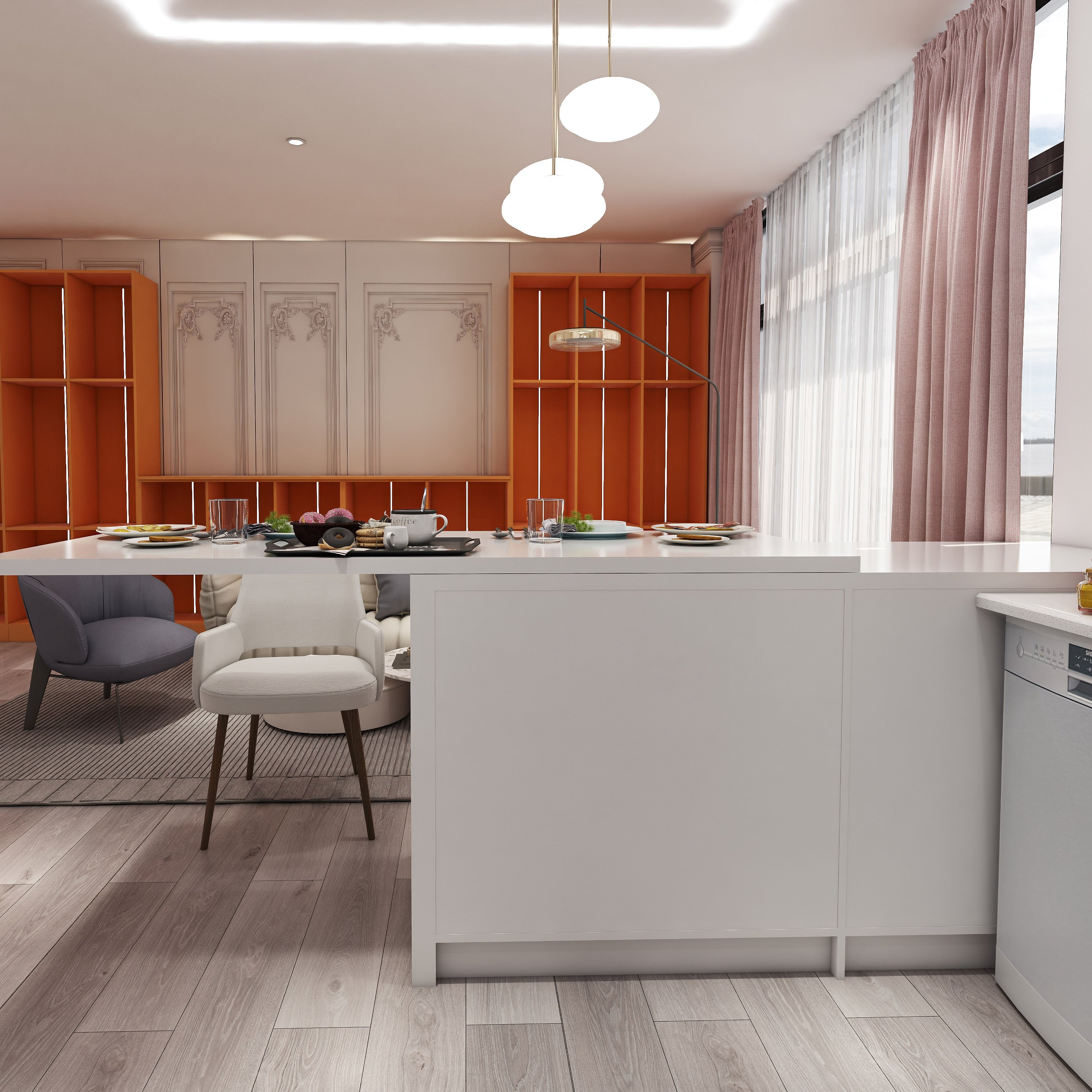 JY Furniture Vietnam Frameless RTA Shaker European Style Room Dining Room Furniture Cabinet Buffet Kitchen