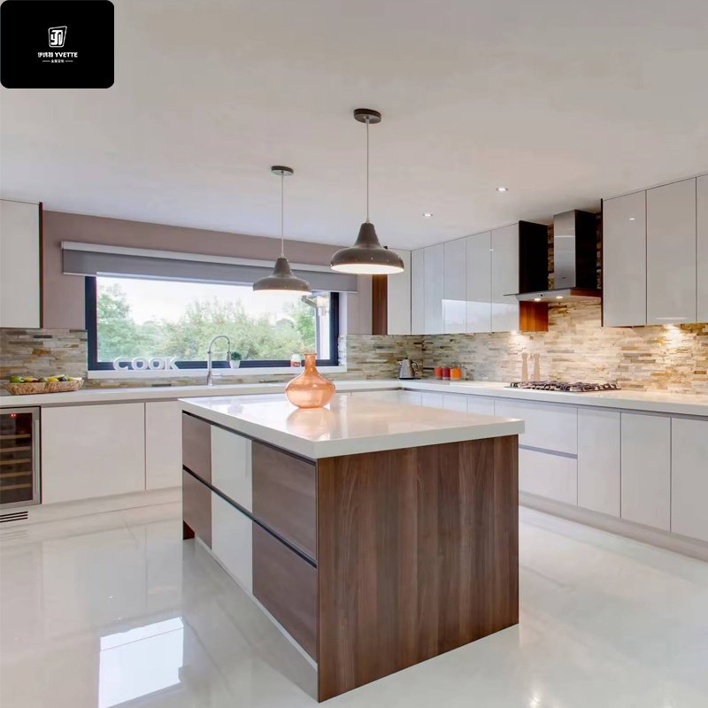 YVT Kitchen Furniture Design Wood Veneer Kitchen Cabinet For Wholesales