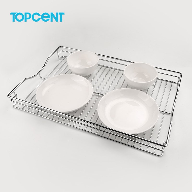 Topcent Kitchen Cabinet Accessories Pantry Unit Bowl Wire Baskets Pull Out Wire Drawer Basket with Soft Close Function