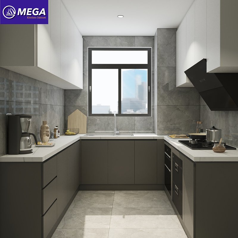 High gloss dark grey best new model furniture modular lacquer kitchen cabinets wall cabinet with counter top armario de cozinha