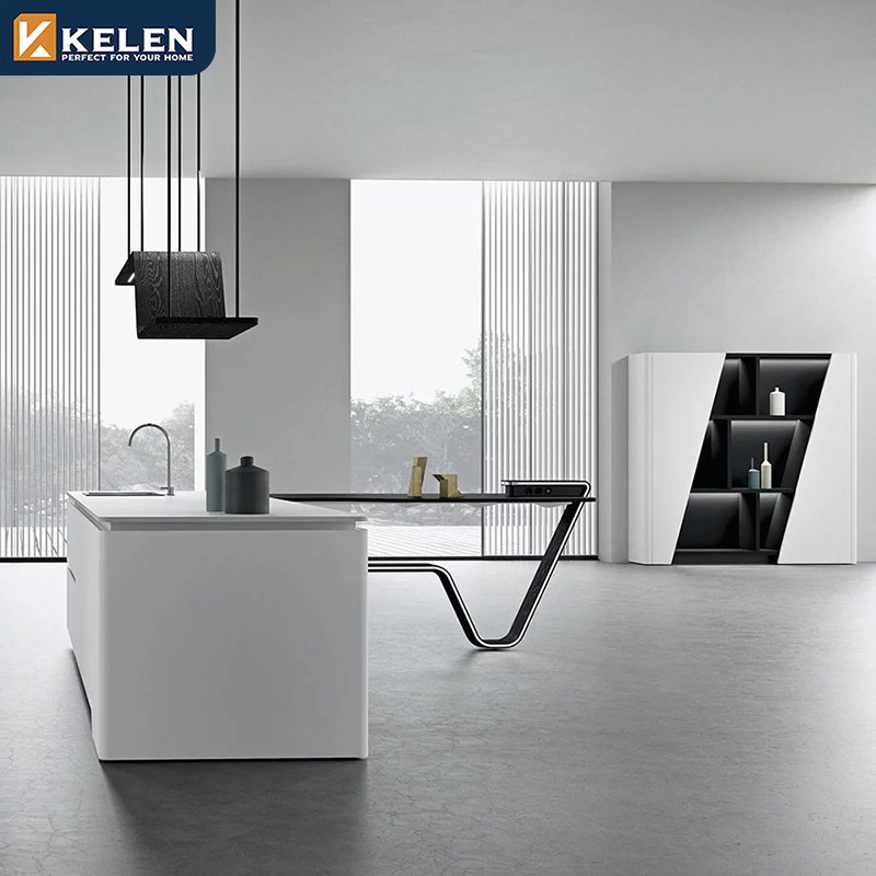 Kelen 2024 cabinet kitchen ideas islands high gloss modern modular supplier design luxury wood furniture white kitchen cabinets