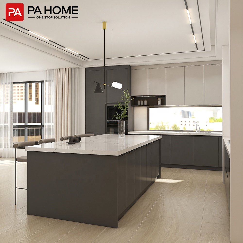 PA stainless steel metal outdoor kitchen black sink base ready made design aluminium kitchen cabinets
