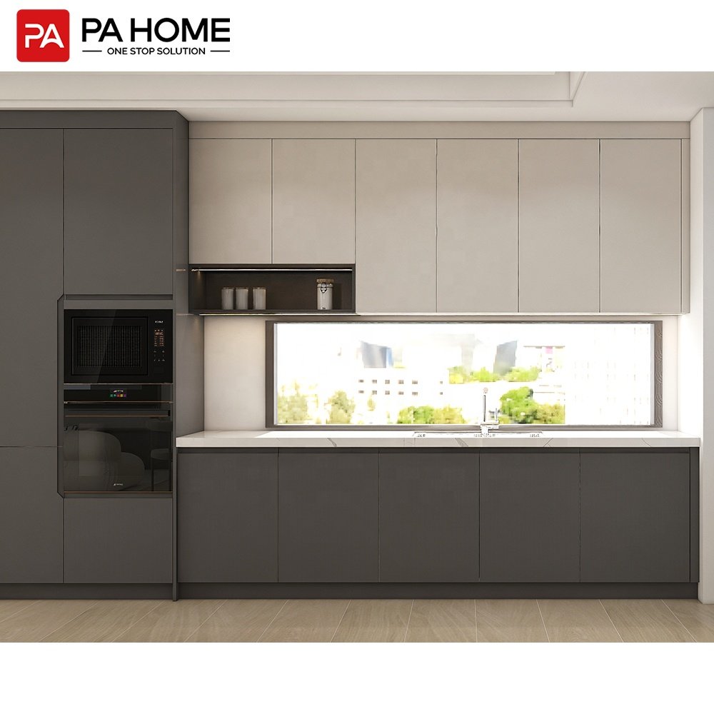 PA stainless steel metal outdoor kitchen black sink base ready made design aluminium kitchen cabinets