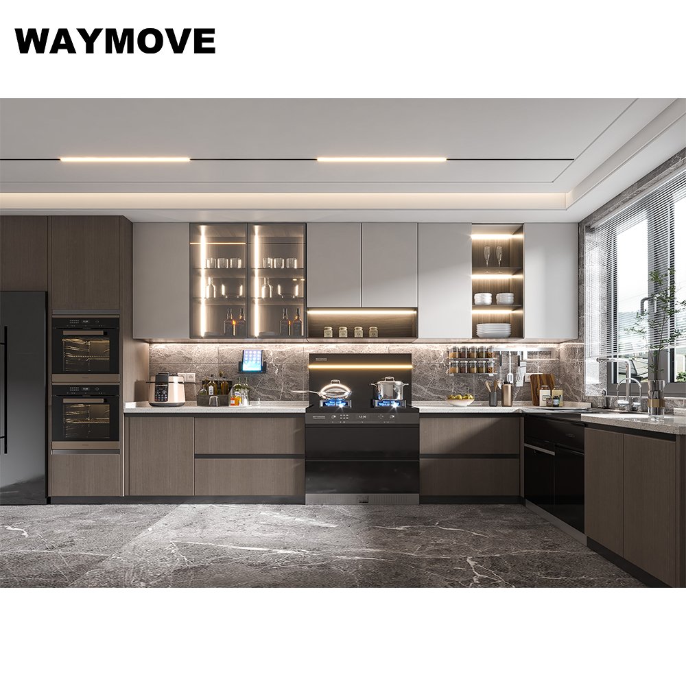 WAYMOVE Modern 3-Meter Smart Furniture Kitchen Cabinet Set with Sink Assembled Modern Design Kitchen Storage