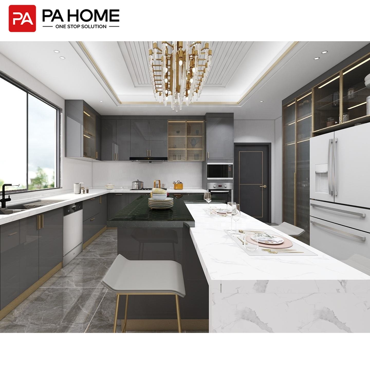 PA modern design ready to assemble frameless lacquer kitchen cabinet